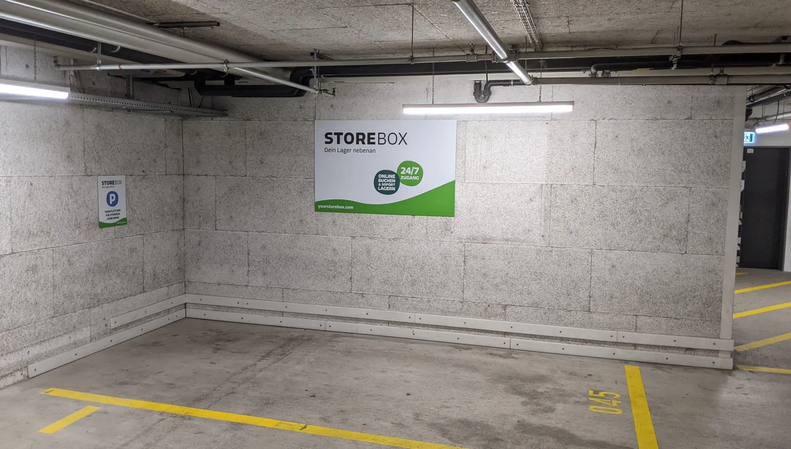 Storebox Kundenparkplatz Tiefgarage Winterthur Neuhegi – 24/7 Zugang